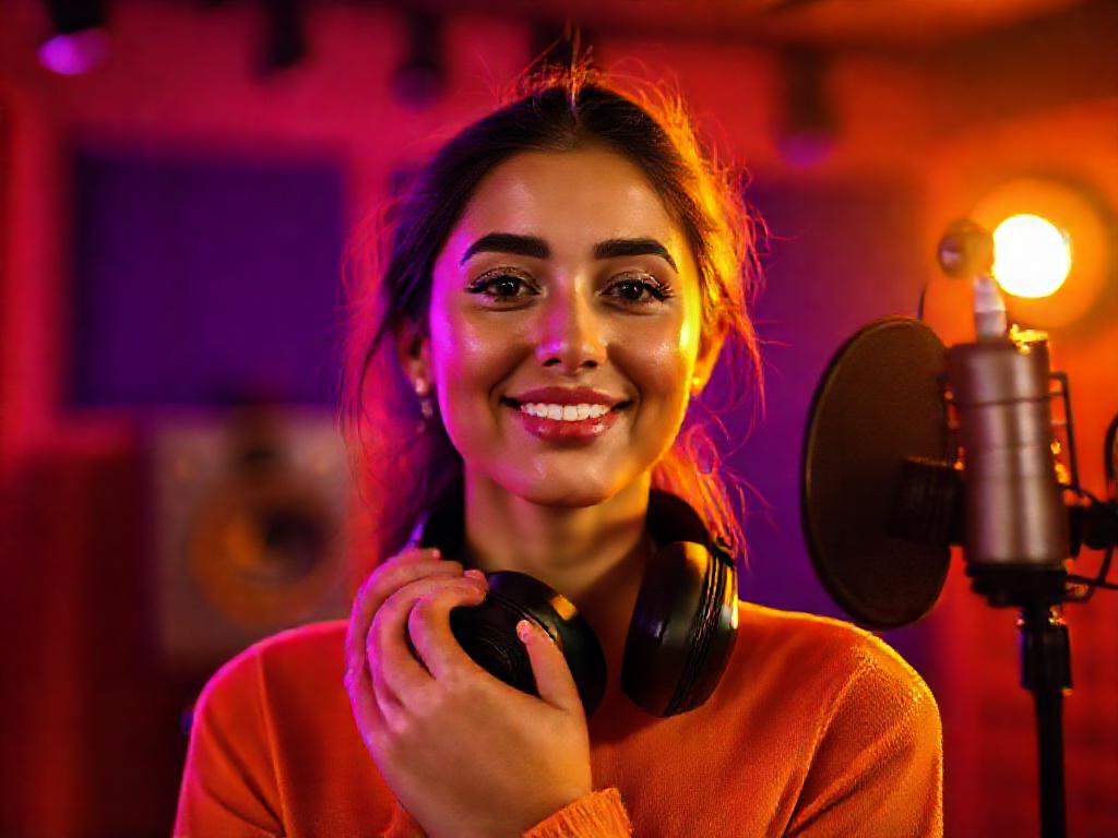 Portrait d'une chanteuse algérienne en studio